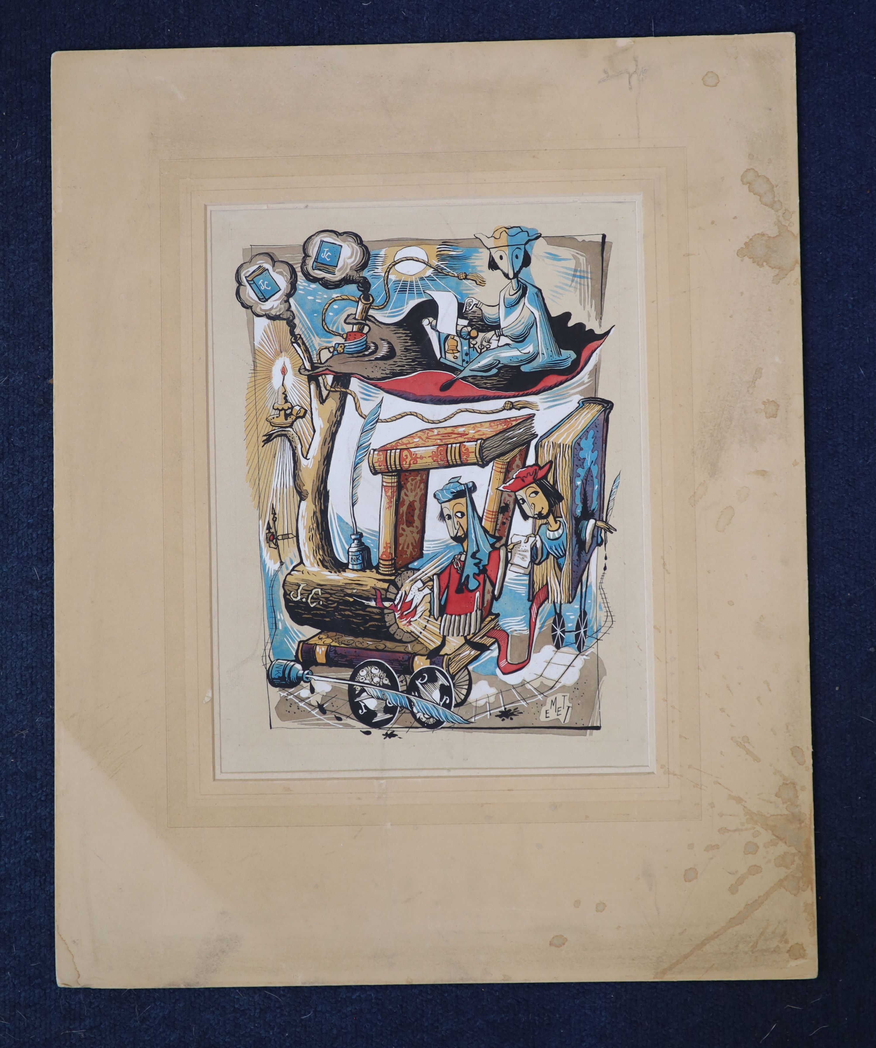 Rowland Emett (1906-1990), Artwork for Jonathan Cape, Ink and gouache on paper, 30.5 x 23cm. Unframed